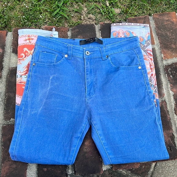 Vie Riche Baroque Print Denim Pants size 34 - Picture 2 of 10
